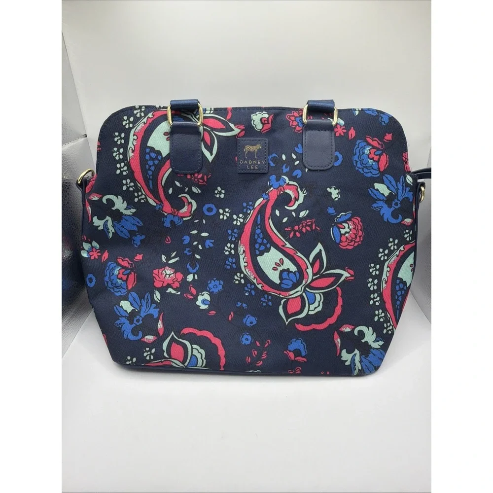 Dabney Lee Paisley Floral Insulated‎ Lunch Bag Navy Travel Tote